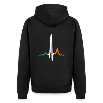 Irish Heartbeat Saint Patrick's Day Flagge Farben - Unisex Premium Bio Zip Hoodie - Schwarz - Hinten - Nico (187cm)