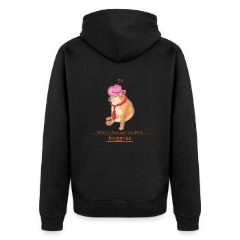 Brauche Umarmungen! - Unisex Premium Bio Zip Hoodie - Schwarz - Hinten - Nico (187cm)