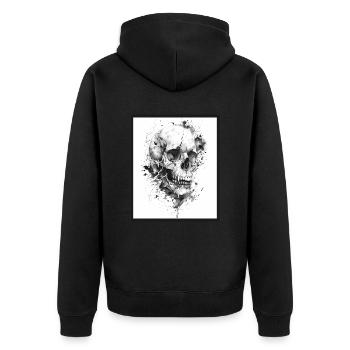 Totenkopf Schädel abstrakte Kunst - Unisex Premium Bio Zip Hoodie - Schwarz - Hinten - Nico (187cm)