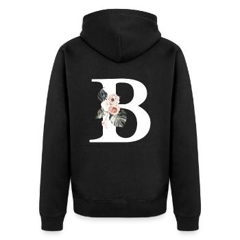 Tropischer floraler B-Buchstabe - Unisex Premium Bio Zip Hoodie - Schwarz - Hinten - Nico (187cm)