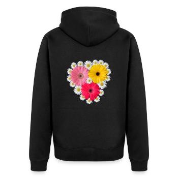 Gerbera Blüte Margeriten blumig Blumenmuster - Unisex Premium Bio Zip Hoodie - Schwarz - Hinten - Nico (187cm)