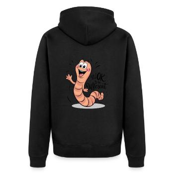 Lustiger Wurm Würmer Lustige Sprüche Lustige Tiere - Unisex Premium Bio Zip Hoodie - Schwarz - Hinten - Nico (187cm)