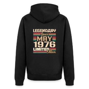 Mai 1976 Mai - Jubilé Mai 1976 - Veste à capuche bio Premium Unisexe - noir - Dos - Nico (187cm)