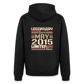 Mai 2015 Mai - Jubiläum Mai 2015 - Unisex Premium Bio Zip Hoodie - Schwarz - Hinten - Nico (187cm)