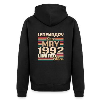 May 1992 May - Jubilee May 1992 - Unisex Premium Organic Zip Hoodie - black - Back - Nico (187cm)