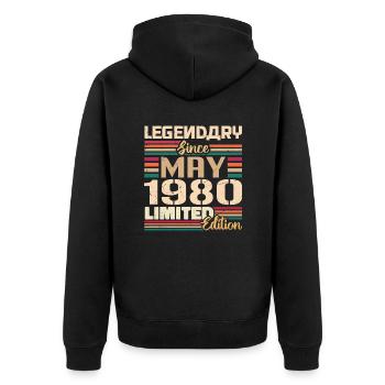 Mai 1980 Mai - Jubilé Mai 1980 - Veste à capuche bio Premium Unisexe - noir - Dos - Nico (187cm)