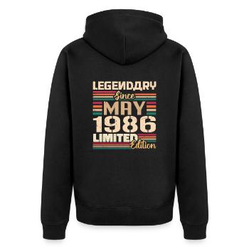 Mai 1986 Mai - Jubilé Mai 1986 - Veste à capuche bio Premium Unisexe - noir - Dos - Nico (187cm)