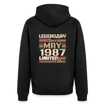 Mai 1987 Mai - Jubilé Mai 1987 - Veste à capuche bio Premium Unisexe - noir - Dos - Nico (187cm)