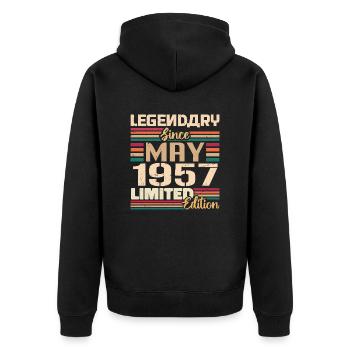 Mai 1957 Mai - Jubilé Mai 1957 - Veste à capuche bio Premium Unisexe - noir - Dos - Nico (187cm)