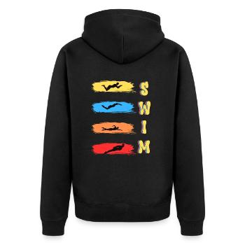 Swim - Unisex Premium Organic Zip Hoodie - black - Back - Nico (187cm)