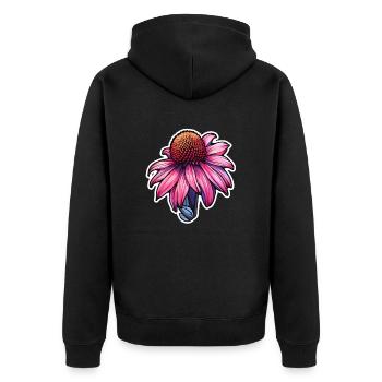 Echinacea flower - Unisex Premium Organic Zip Hoodie - black - Back - Nico (187cm)