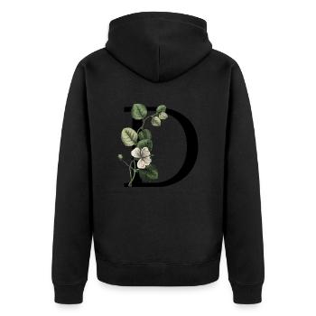 Green Botanical Letter - Unisex Premium Organic Zip Hoodie - black - Back - Nico (187cm)