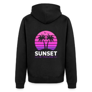 Coucher de soleil en Thaïlande Vacances Palmiers Pleine Lune - Veste à capuche bio Premium Unisexe - noir - Dos - Nico (187cm)