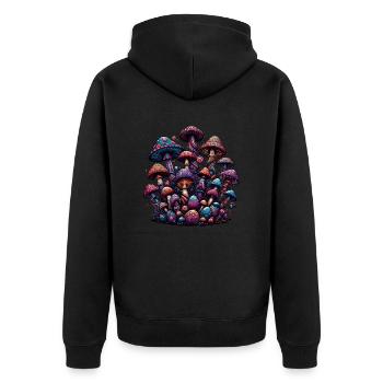 Psychedelic Mushroom Magic - Unisex Premium Organic Zip Hoodie - black - Back - Nico (187cm)