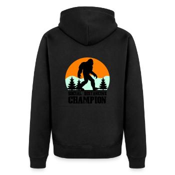 big foot social distancing - Unisex Premium Bio Zip Hoodie - Schwarz - Hinten - Nico (187cm)