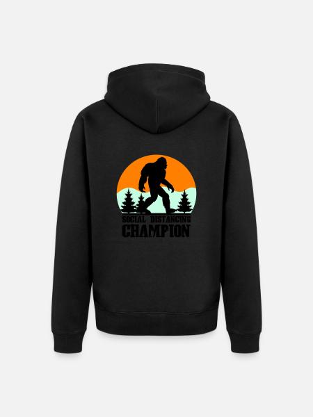 big foot social distancing - Unisex Premium Organic Zip Hoodie - black