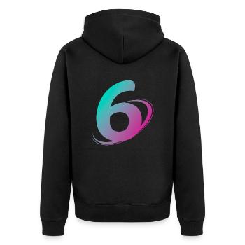 Number 6 multicolor - Unisex Premium Organic Zip Hoodie - black - Back - Nico (187cm)