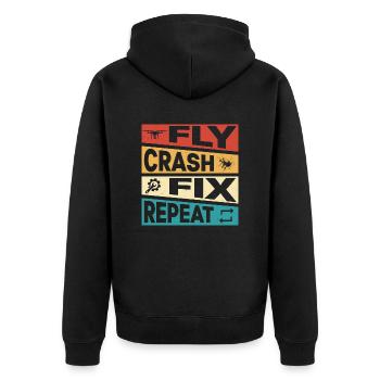 Fly crash fix Répéter le pilote de drone de vol RC - Veste à capuche bio Premium Unisexe - noir - Dos - Nico (187cm)