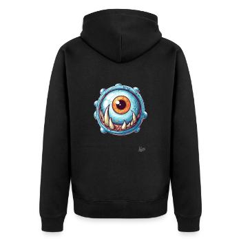 The Big Blue Eye Monster - Unisex Premium Organic Zip Hoodie - black - Back - Nico (187cm)