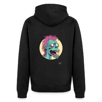 Crazy funny cartoon zombie - Unisex Premium Organic Zip Hoodie - black - Back - Nico (187cm)