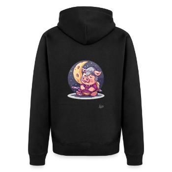 Sweet Viking wine sleeps, moon and stars - Unisex Premium Organic Zip Hoodie - black - Back - Nico (187cm)