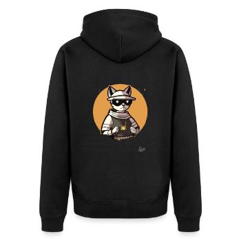 Der coole Hip-Hop-Kater, die Musik Rap Katze - Unisex Premium Bio Zip Hoodie - Schwarz - Hinten - Nico (187cm)