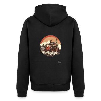 Le tracteur agricole rétro vintage - Veste à capuche bio Premium Unisexe - noir - Dos - Nico (187cm)