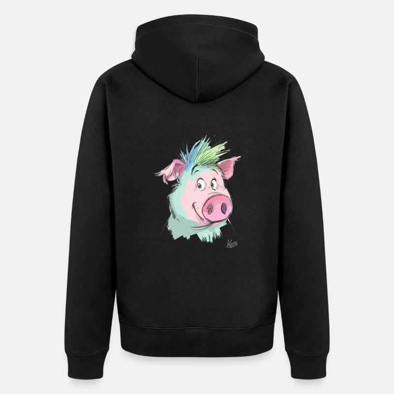 Cochon amical - Veste à capuche bio Premium Unisexe - noir