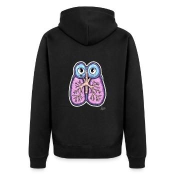 Drôles de poumons avec des yeux : respirez profondément ! - Veste à capuche bio Premium Unisexe - noir - Dos - Nico (187cm)