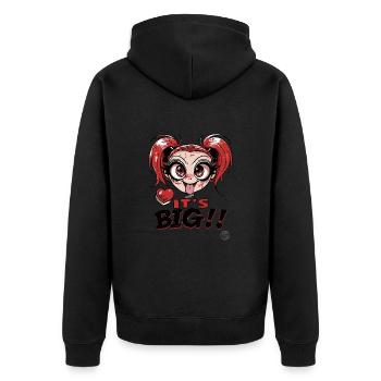 Cartoon girl with love for big things - Unisex Premium Organic Zip Hoodie - black - Back - Nico (187cm)