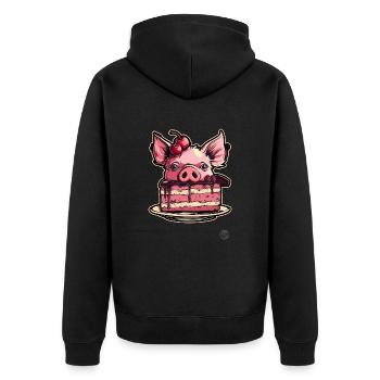 Gâteau aux cerises Gâteau Cochon - Veste à capuche bio Premium Unisexe - noir - Dos - Nico (187cm)