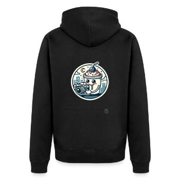 Süßes Eiscreme Design "Foto Spaß" Kawaii Stil - Unisex Premium Organic Zip Hoodie - black - Back - Nico (187cm)