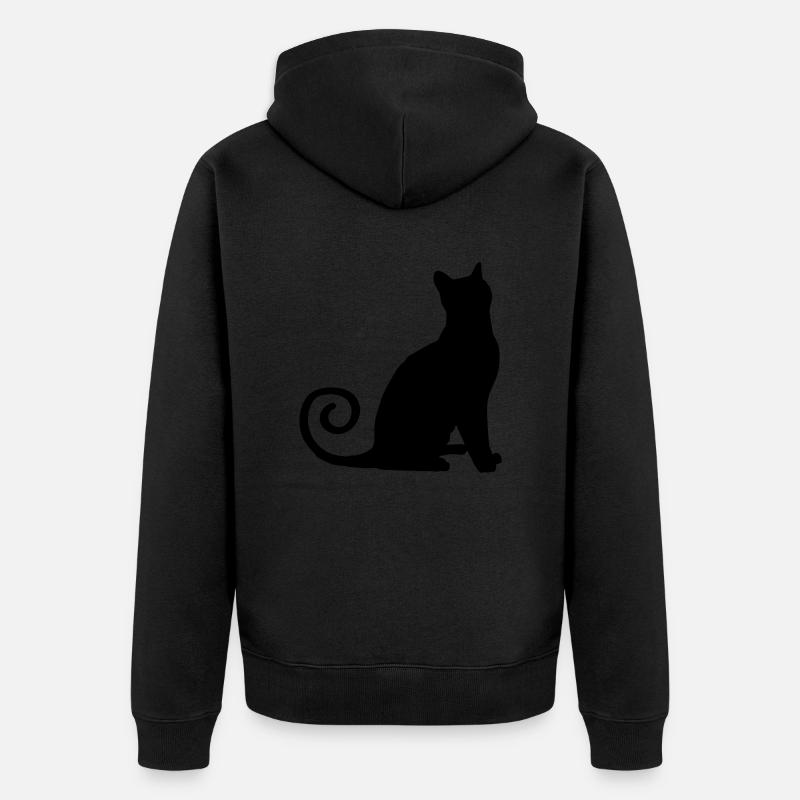 Silhouette de chat - Veste à capuche bio Premium Unisexe - noir