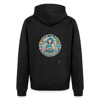 Restez calme, restez fort, yoga - Veste à capuche bio Premium Unisexe - noir - Dos - Nico (187cm)