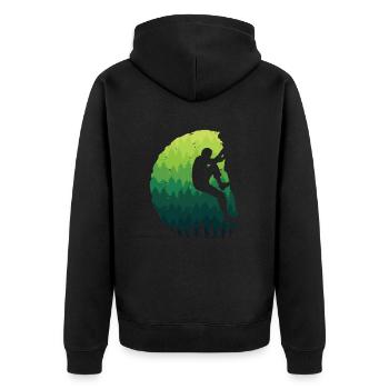 Klettern Kletterer Kinder Jungen Berge Bouldern - Unisex Premium Bio Zip Hoodie - Schwarz - Hinten - Nico (187cm)