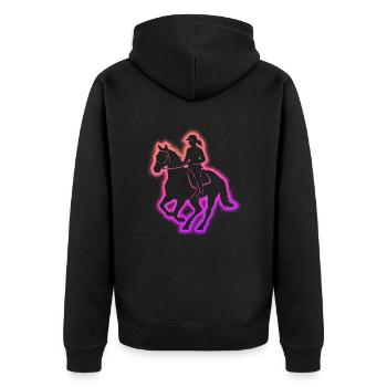 Pferd reiten Reiterin Frauen Kinder Mädchen Pferde - Unisex Premium Bio Zip Hoodie - Schwarz - Hinten - Nico (187cm)
