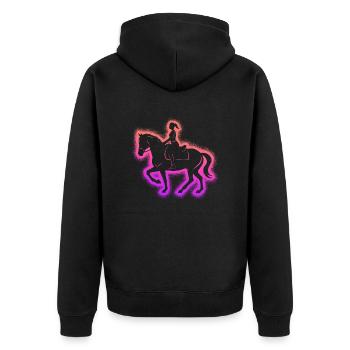 Pferd reiten Reiterin Reiter Frauen Mädchen Pferde - Unisex Premium Bio Zip Hoodie - Schwarz - Hinten - Nico (187cm)