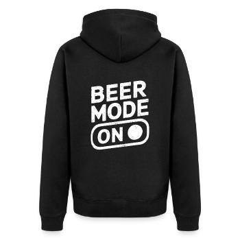 Beer Mode On Bierspruch Trinkspruch - Unisex Premium Bio Zip Hoodie - Schwarz - Hinten - Nico (187cm)