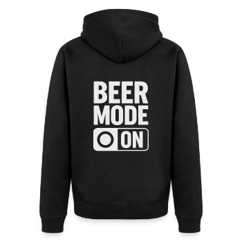 Beer Mode On Bierspruch Trinkspruch - Unisex Premium Bio Zip Hoodie - Schwarz - Hinten - Nico (187cm)