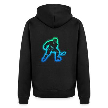 Eishockeyspieler Eishockey Kinder Männer Hockey - Unisex Premium Bio Zip Hoodie - Schwarz - Hinten - Nico (187cm)