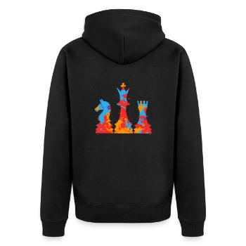 Schachfiguren Bunt Brettspiel Frauen Kinder Schach - Unisex Premium Bio Zip Hoodie - Schwarz - Hinten - Nico (187cm)