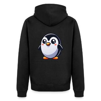 Pinguin - Unisex Premium Bio Zip Hoodie - Schwarz - Hinten - Nico (187cm)