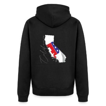 Drapeau républicain dans la carte de l’État de Californie CA - Veste à capuche bio Premium Unisexe - noir - Dos - Nico (187cm)
