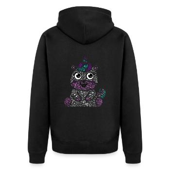 Einhorn Kind Süß Farben Geschenk Tier Kreativ - Unisex Premium Bio Zip Hoodie - Schwarz - Hinten - Nico (187cm)