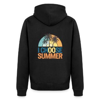 Choose Summer - Unisex Premium Organic Zip Hoodie - black - Back - Nico (187cm)