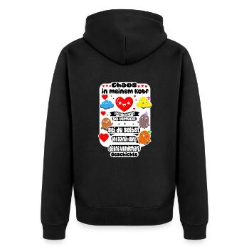 Chaos in the head, love in the heart - Unisex Premium Organic Zip Hoodie - black - Back - Nico (187cm)
