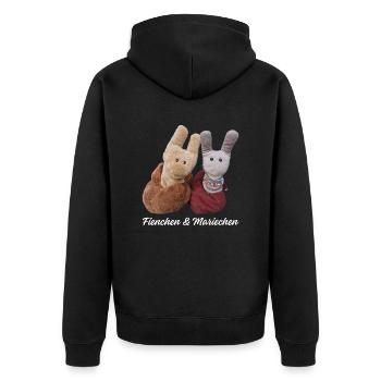 Schrift Schwarz 3 - Unisex Premium Bio Zip Hoodie - Schwarz - Hinten - Nico (187cm)