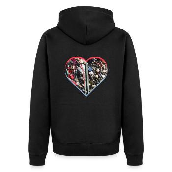 Heart Love Locks - Unisex Premium Organic Zip Hoodie - black - Back - Nico (187cm)