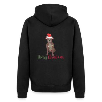 Bouledogue américain, Bully, Noël, Noël - Veste à capuche bio Premium Unisexe - noir - Dos - Nico (187cm)