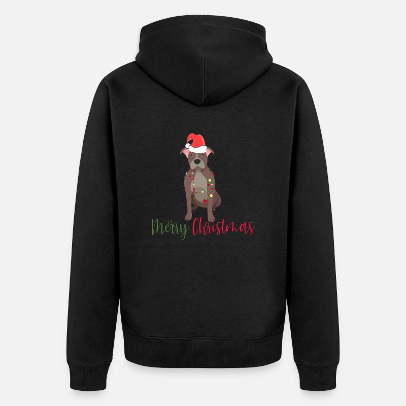 Bouledogue américain, Bully, Noël, Noël - Veste à capuche bio Premium Unisexe - noir